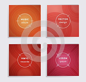 Abstract vinyl records music album covers set.