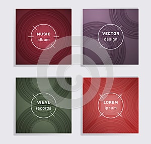 Abstract vinyl records music album covers set.