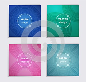 Abstract vinyl records music album covers set.