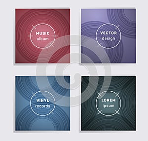 Abstract vinyl records music album covers set.