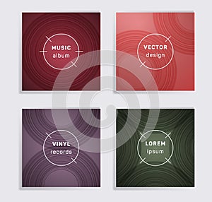 Abstract vinyl records music album covers set.