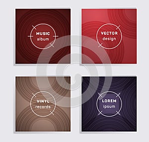 Abstract vinyl records music album covers set.