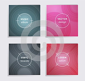 Abstract vinyl records music album covers set.