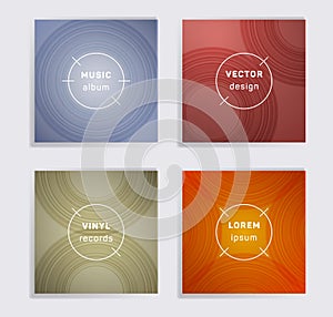 Abstract vinyl records music album covers set.