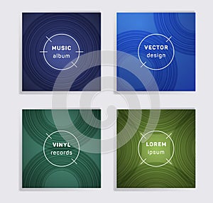 Abstract vinyl records music album covers set.