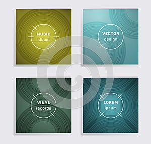 Abstract vinyl records music album covers set.