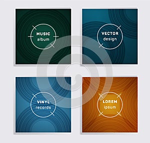 Abstract vinyl records music album covers set.