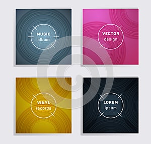 Abstract vinyl records music album covers set.