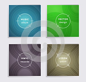 Abstract vinyl records music album covers set.