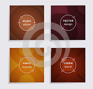 Abstract vinyl records music album covers set.