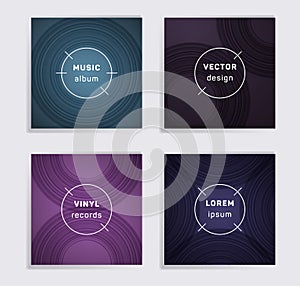 Abstract vinyl records music album covers set.