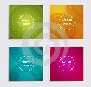 Abstract vinyl records music album covers set.