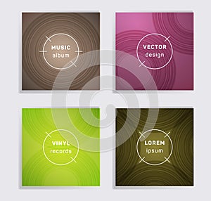 Abstract vinyl records music album covers set.