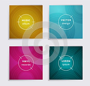 Abstract vinyl records music album covers set.