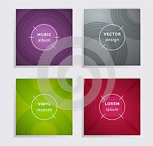 Abstract vinyl records music album covers set.