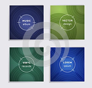 Abstract vinyl records music album covers set.