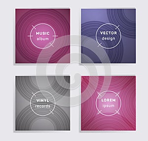 Abstract vinyl records music album covers set