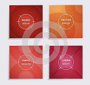 Abstract vinyl records music album covers set.