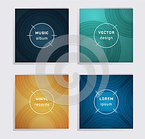 Abstract vinyl records music album covers set.