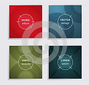 Abstract vinyl records music album covers set.