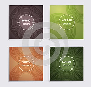 Abstract vinyl records music album covers set.