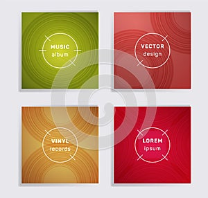 Abstract vinyl records music album covers set