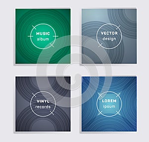 Abstract vinyl records music album covers set