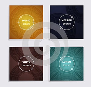 Abstract vinyl records music album covers set