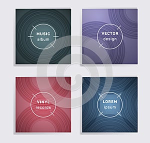 Abstract vinyl records music album covers set