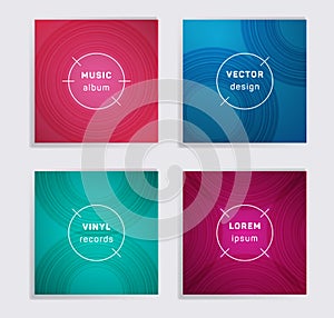 Abstract vinyl records music album covers set