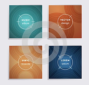 Abstract vinyl records music album covers set