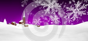 Abstract Violet Background Panorama Winter Landscape with Fallin