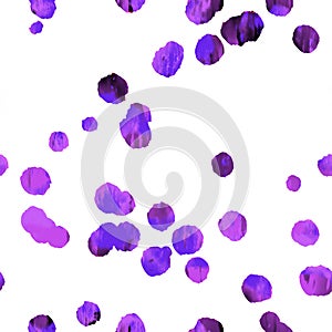 Abstract violet black confetti spots seamless pattern on white background