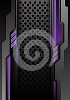 Abstract violet dark gray futuristic on circle mesh design modern futuristic background vector