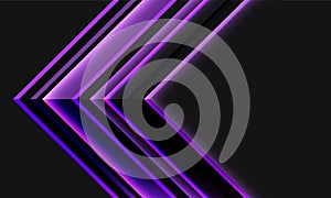 Abstract violet neon arrow direction geometric on grey design modern futuristic background vector