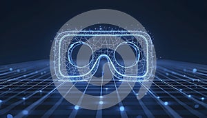 Abstract Virtual Space Grid Background in Blue Light