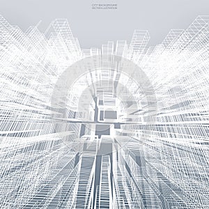 Abstract virtual zoom of wireframe for backgroumd.