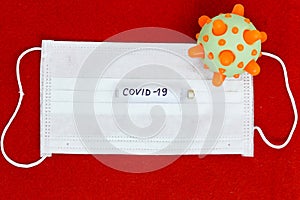 Abstract virus strain model of MERS-Cov or middle East respiratory syndrome coronavirus and Novel coronavirus 2019-nCoV with text