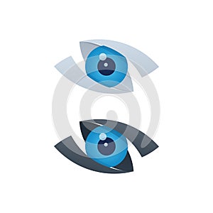 Abstract vision icons with blue eyeball