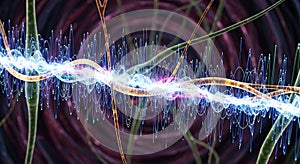 Abstract visual representation resembling a DNA double helix with intertwined