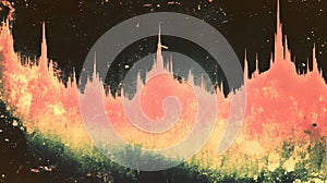 Abstract Cityscape at Sunset: Grunge Texture Background