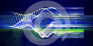 Abstract visualization analyze polygonale algorithm artificial intelligence data. Big data. Quantum virtual cryptography concept