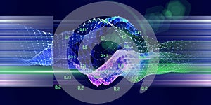 Abstract visualization analyze polygonale algorithm artificial intelligence data. Quantum virtual cryptography concept with