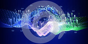 Abstract visualization analyze polygonale algorithm artificial intelligence data. Quantum virtual cryptography concept with