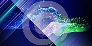 Abstract visualization analyze polygonale algorithm artificial intelligence data. Quantum virtual cryptography concept with