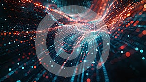 Abstract visualization of big data with information streams, complex graphs, and digital interfaces representing AI data