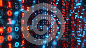 Digital Binary Code Matrix Background with Abstract Futuristic Data and Information