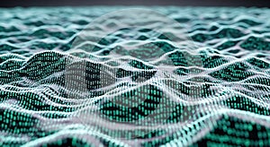 Abstract Binary Code Flowing Waveform - Digital Data Landscape