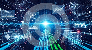 Digital interface showing big data analysis flow