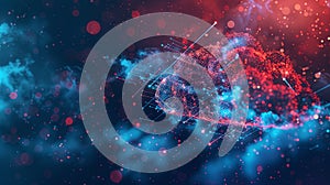 An abstract visualization of cloud computing, depicting data processing and AI operations within a digital cloud